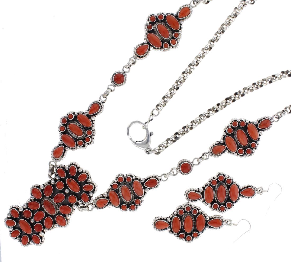 Sterling Silver Genuine Mediterranean Coral Masterpiece (1 of 2)