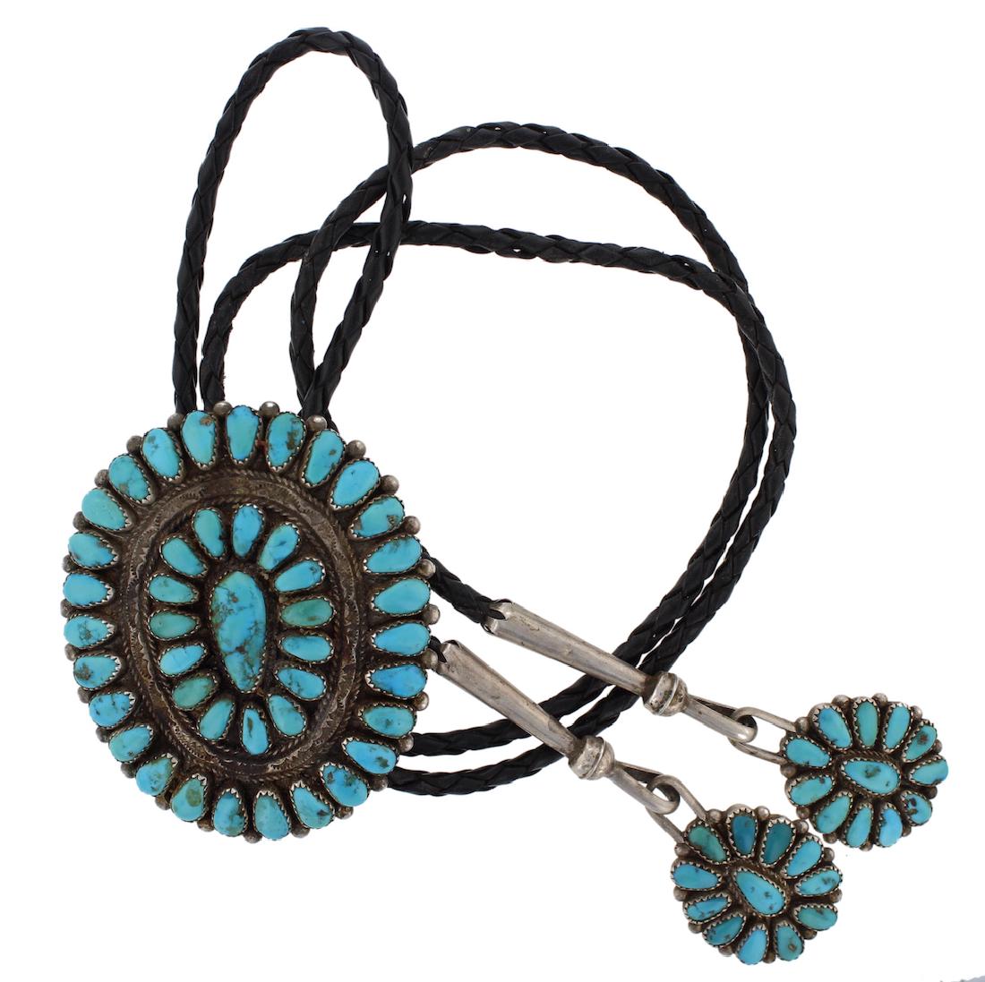 Sterling Silver Genuine Turquoise Cluster Vintage Old (1 of 1)