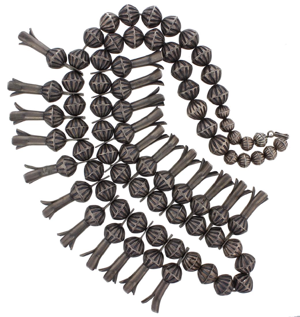 Sterling Silver Vintage Parachute Beads Squash Blossom (1 of 2)