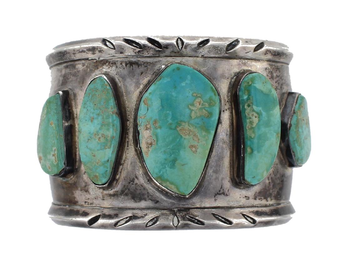 Sterling Silver Genuine Turquoise Antique Old Pawn (1 of 2)