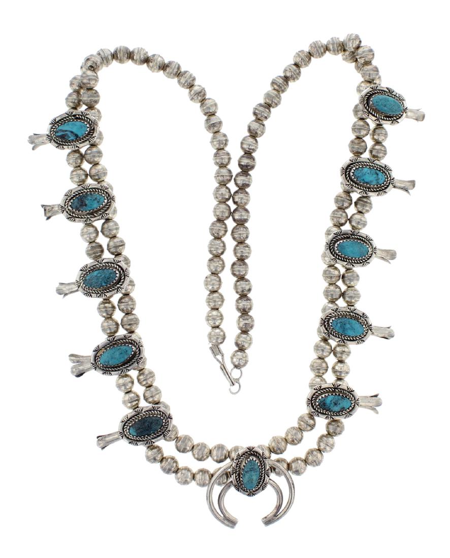 Sterling Silver Genuine Turquoise Squash Blossom (1 of 2)