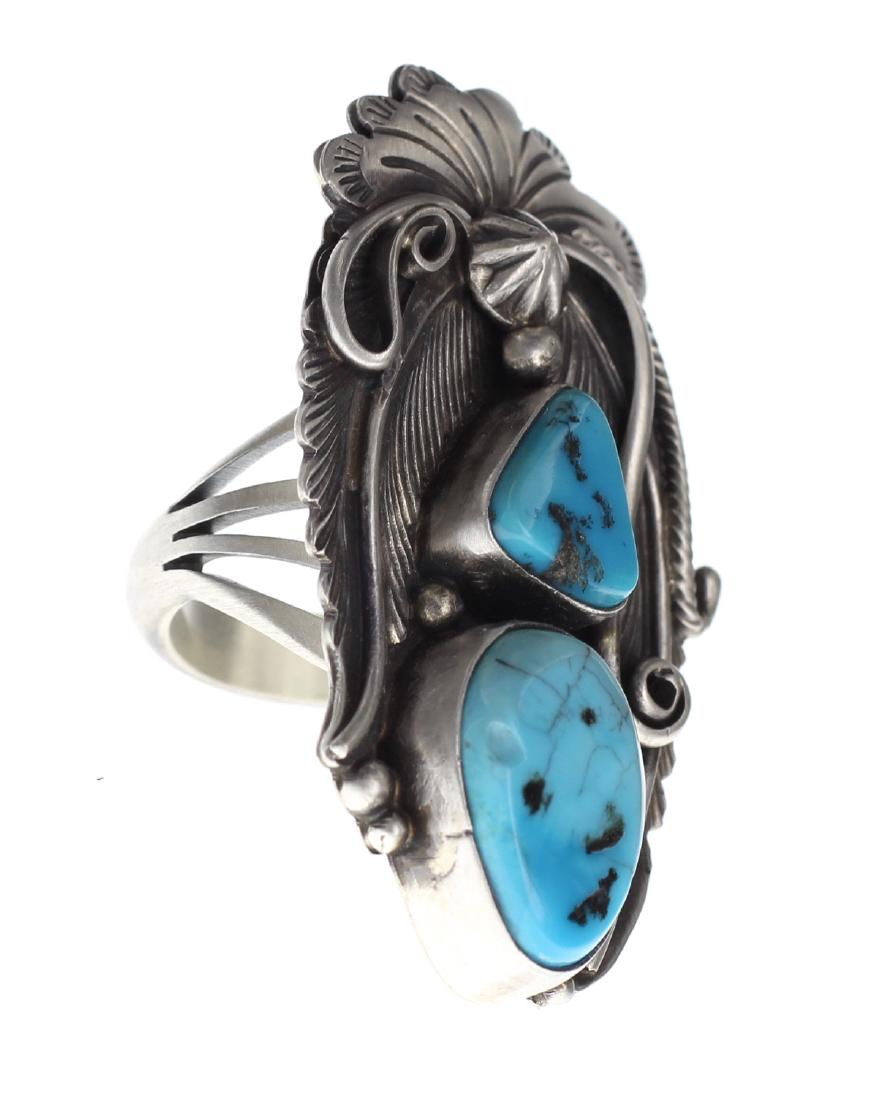 Sterling Silver Genuine Turquoise Contemporary Ring (1 of 4)