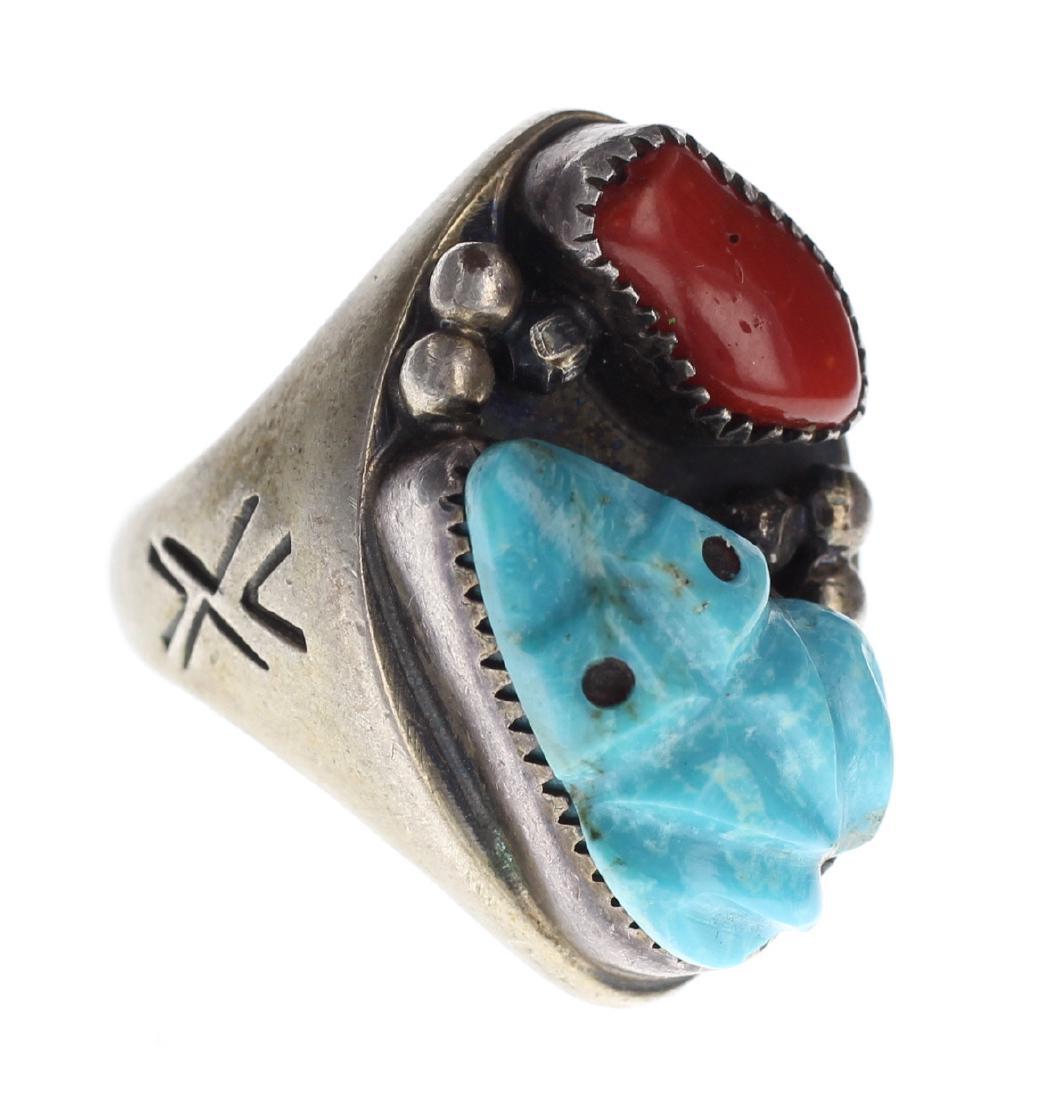 Sterling Silver Genuine Turquoise Hand Carved Frog (1 of 3)