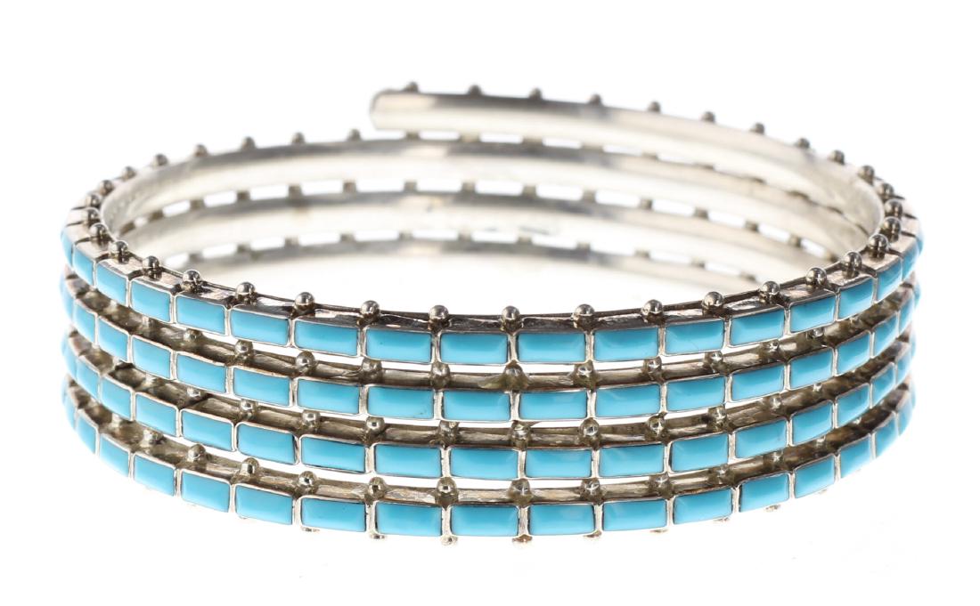 Sterling Silver Genuine Turquoise Contemporary Inlay (1 of 3)