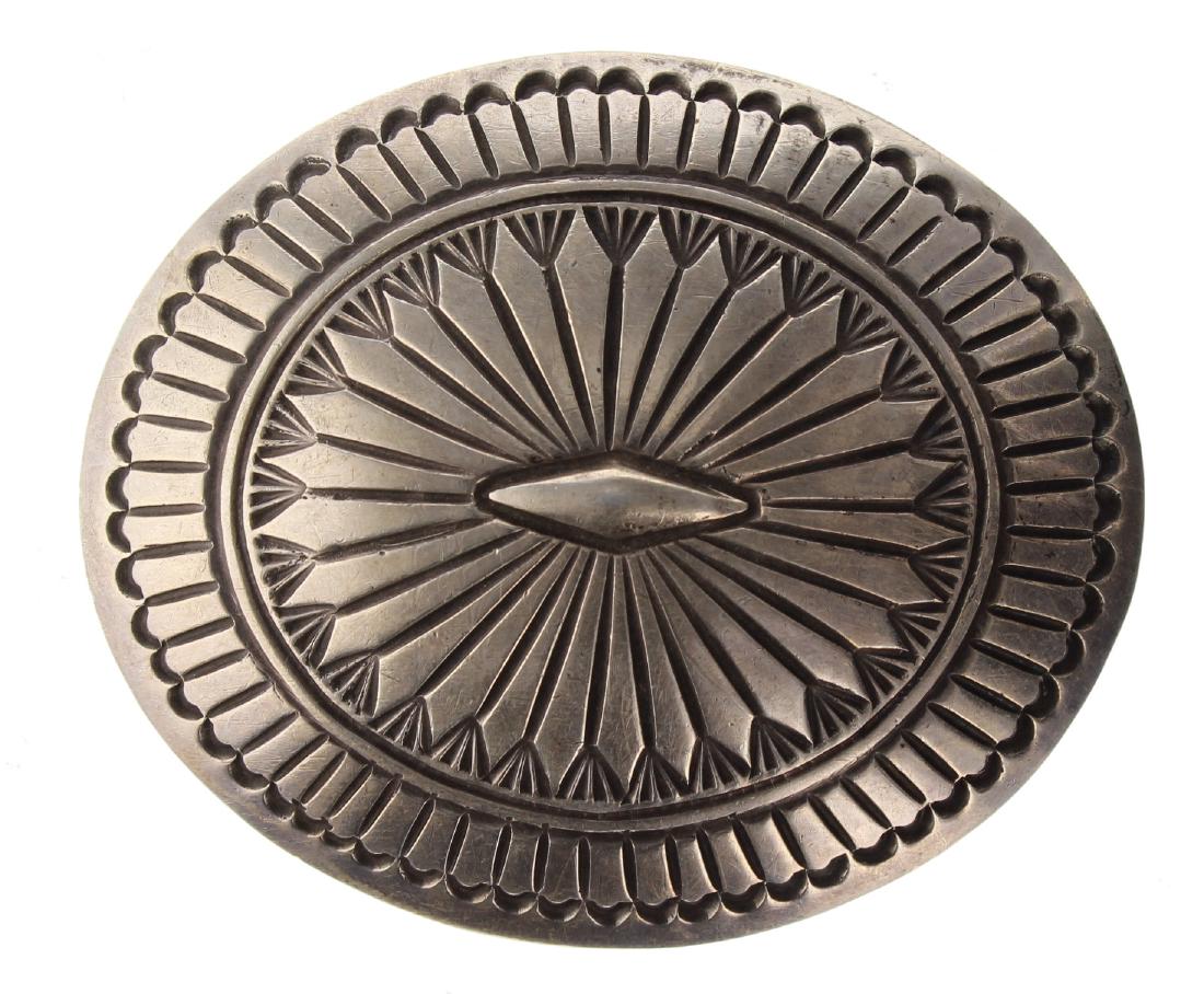 Sterling Silver Heavy Stamp Belt Buckle Navajo Native (1 of 2)