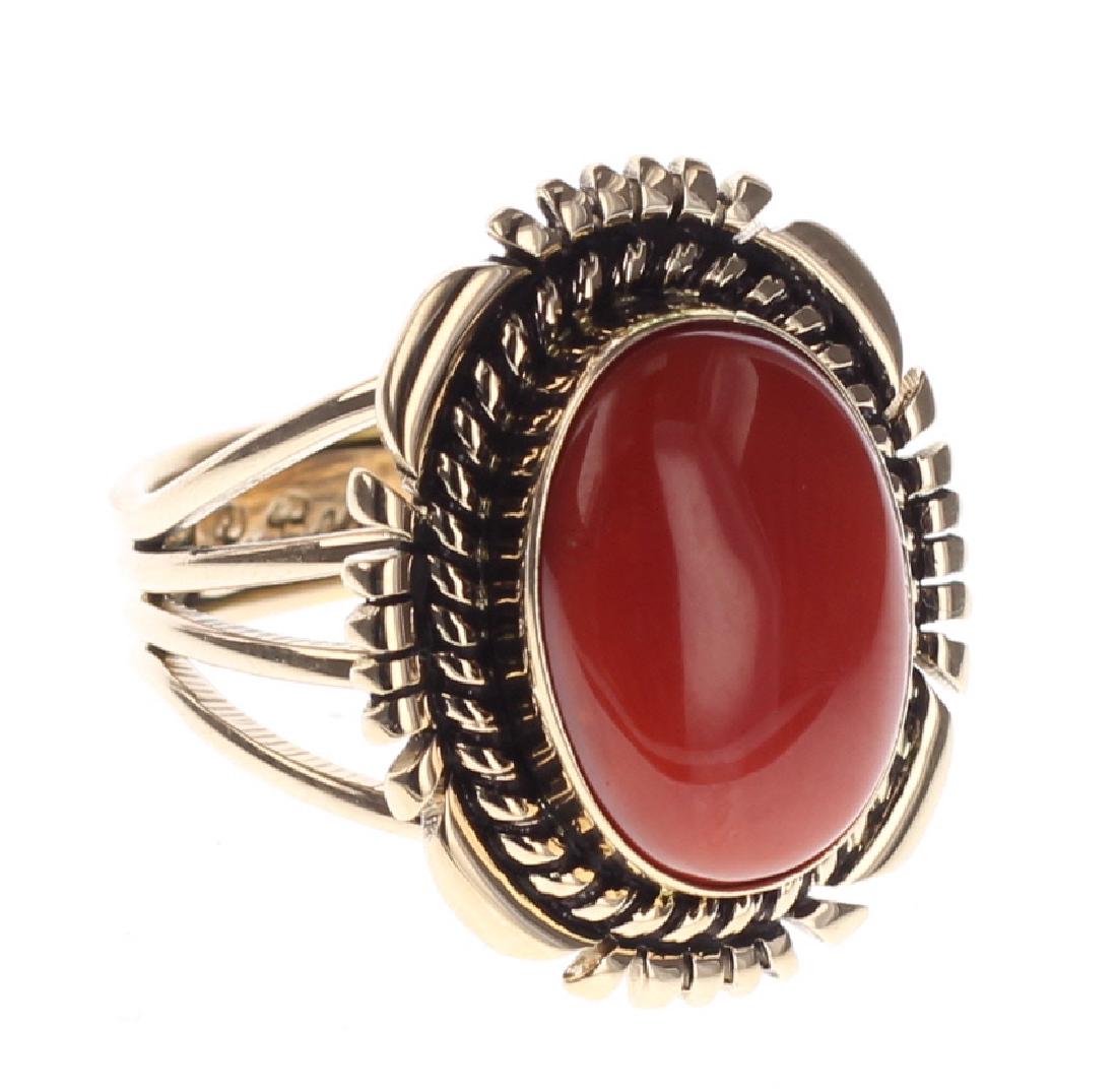 14K Gold Genuine Ox Blood Mediterranean Coral (1 of 3)