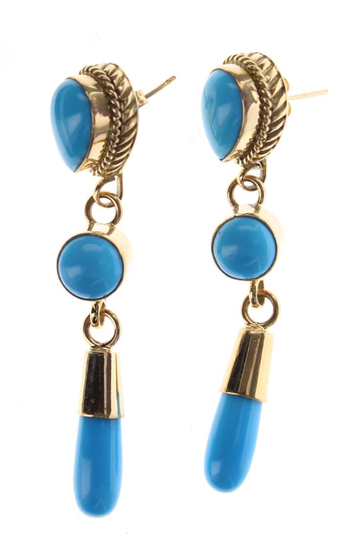 14K Gold Genuine Sleeping Beauty Turquoise Contemporary (1 of 2)