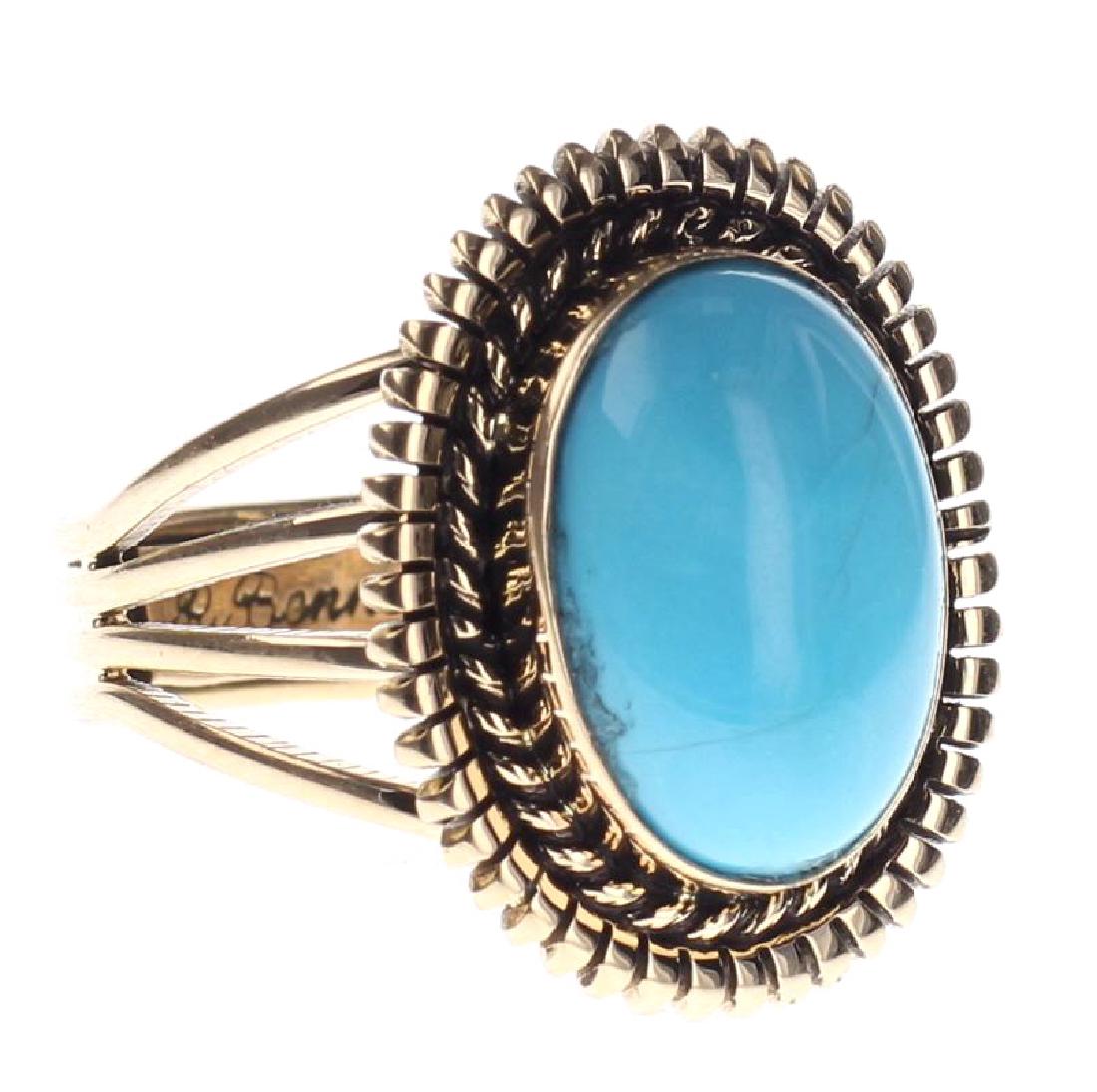 14K Gold Genuine Sleeping Beauty Turquoise Contemporary (1 of 3)