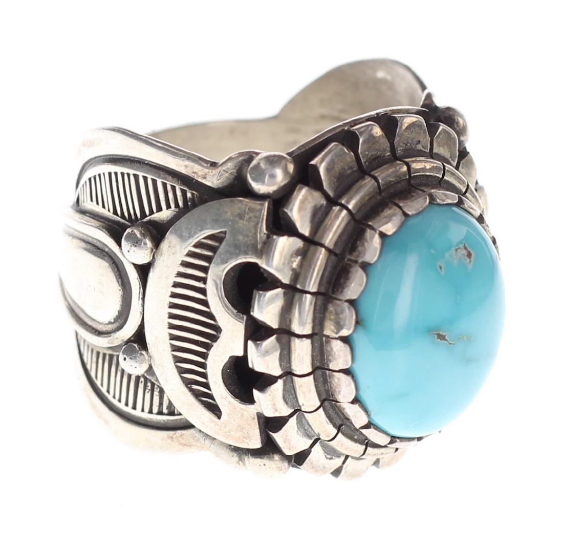 Sterling Silver Genuine Turquoise Ring Navajo Native (1 of 3)