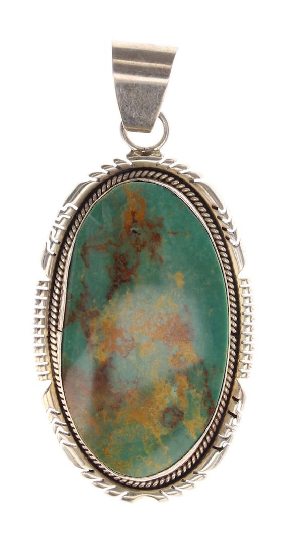 Sterling Silver Genuine Turquoise Pendant Navajo Native (1 of 2)