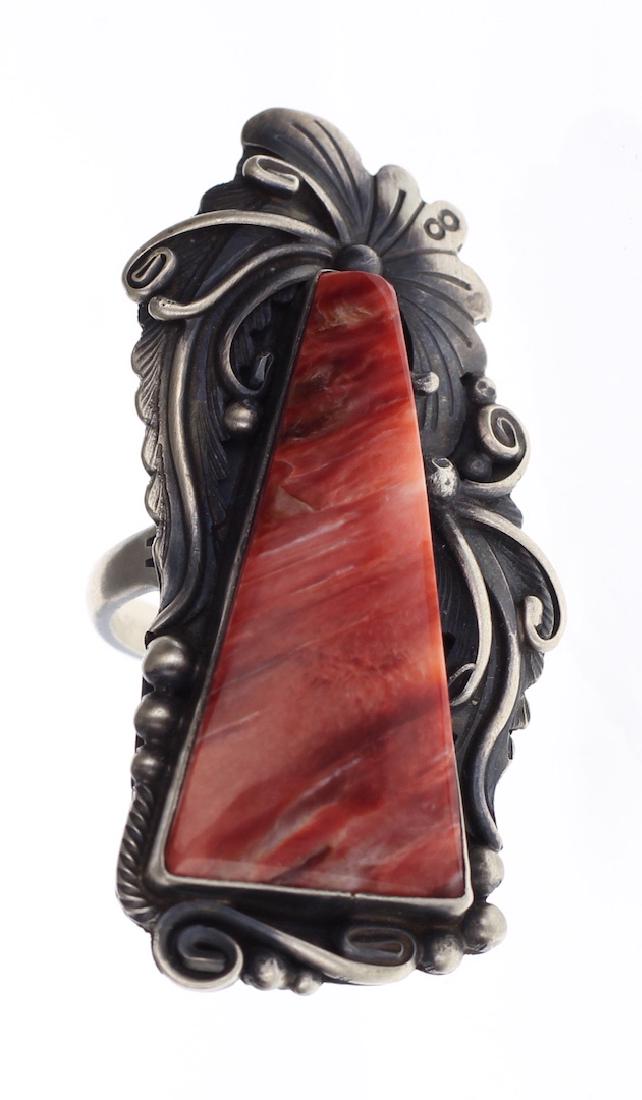 Sterling Silver Genuine Spiny Oyster Ring Navajo Native (1 of 3)