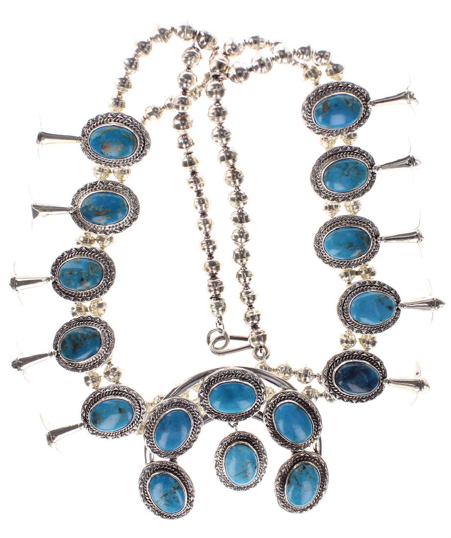 Sterling Silver Genuine Turquoise Contemporary Squash (1 of 3)