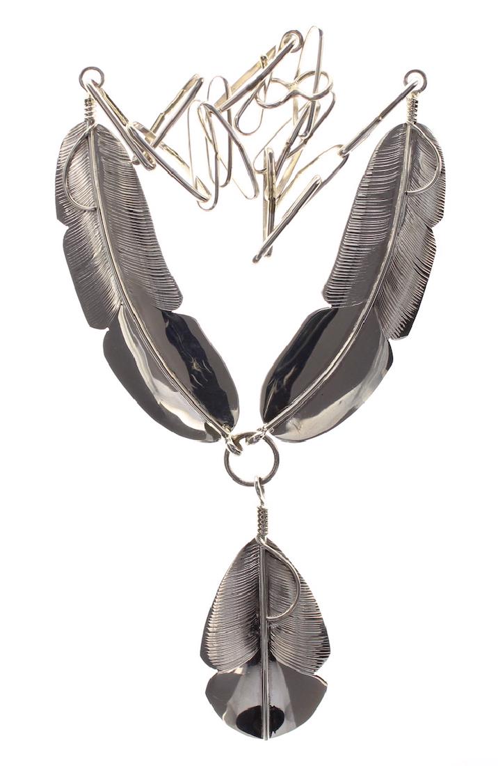 Sterling Silver Feather Design Necklace Navajo Native (1 of 2)