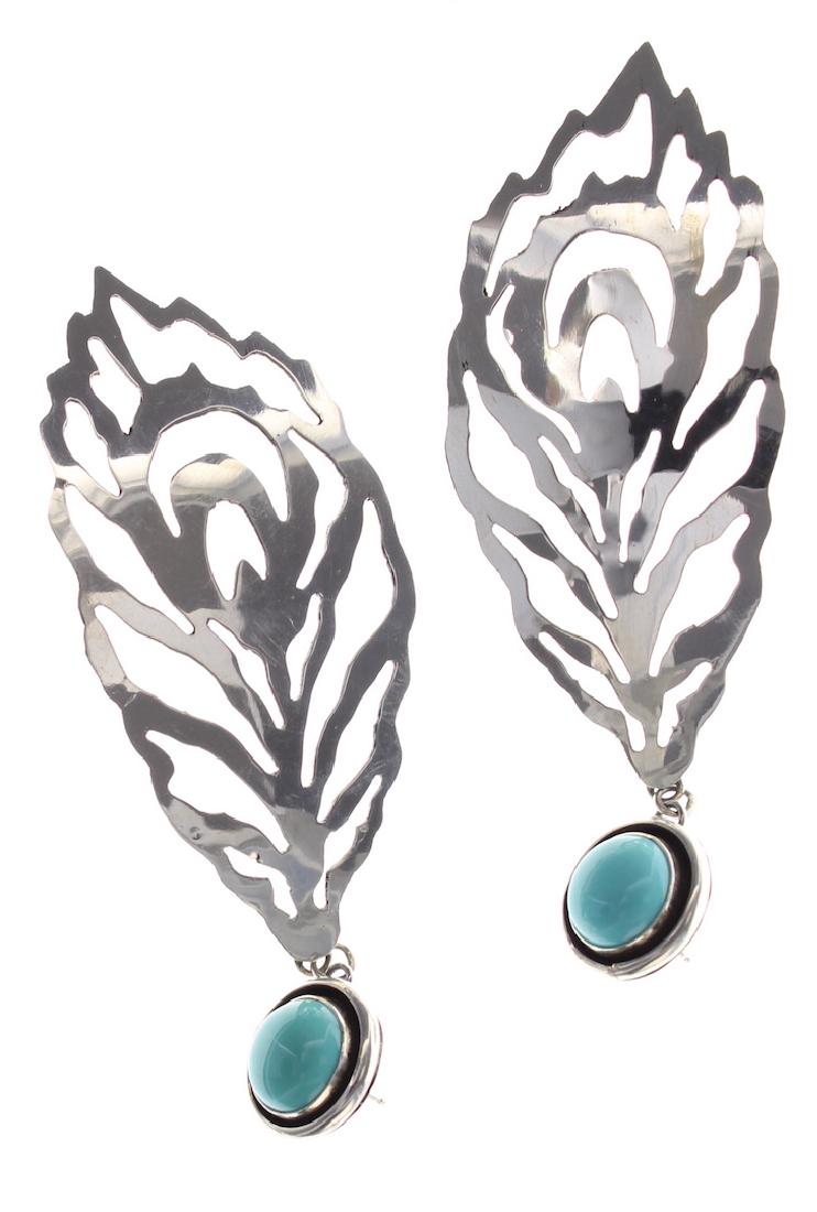 Sterling Silver Genuine Turquoise Earrings Navajo (1 of 2)