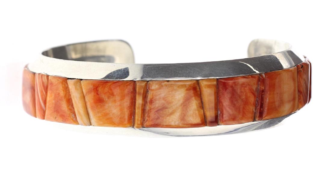 Sterling Silver Genuine Spiny Oyster Bracelet Navajo (1 of 3)
