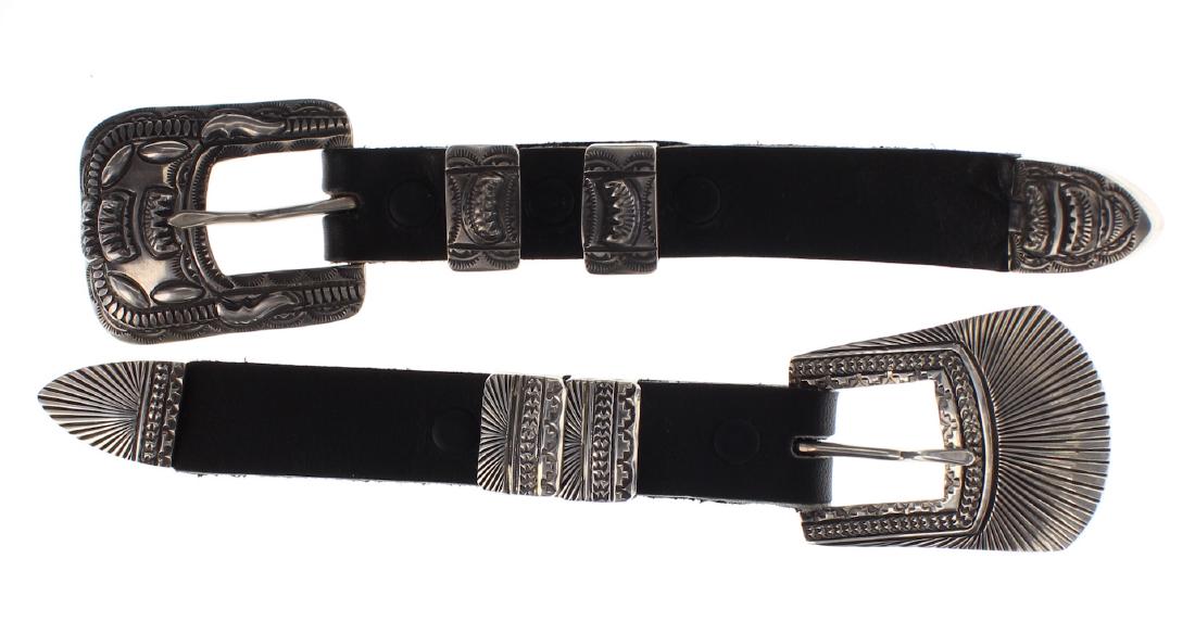 Sterling Silver Heavy Stamp Ranger Belt Set of 2 Navajo (1 of 2)