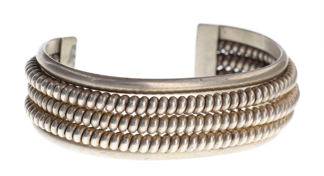 Sterling Silver Vintage 3 Row  Twist Wire Bracelet (1 of 2)