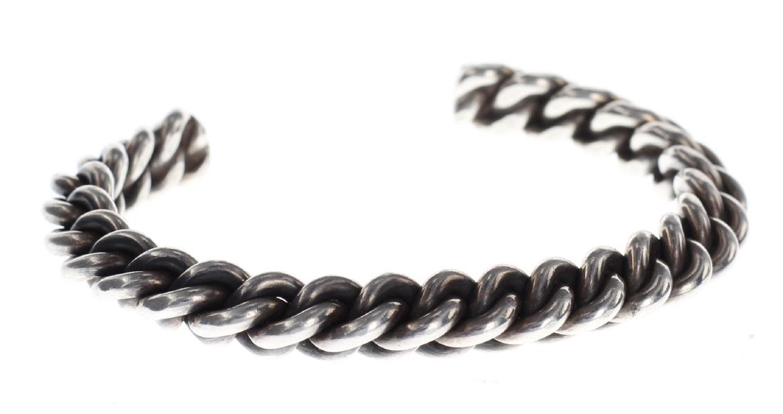 Sterling Silver Twist Wire Chain Design Cuff Bracelet (1 of 2)