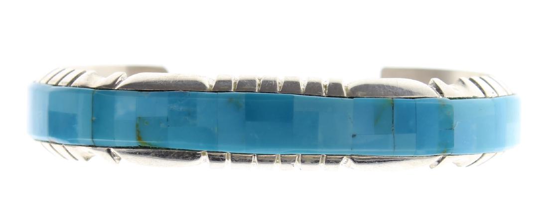 Sterling Silver Genuine Turquoise Cobblestone Inlay (1 of 3)