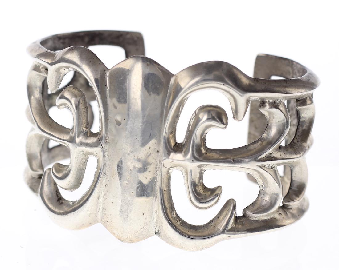 Sterling Silver Vintage Old Pawn Sand Cast Bracelet (1 of 3)