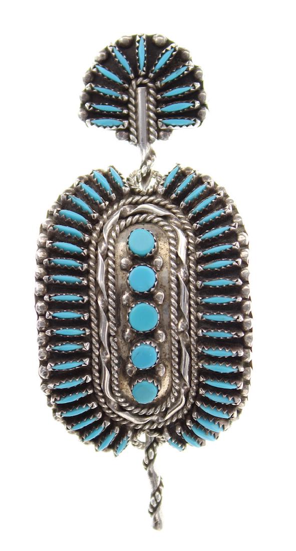 Sterling Silver Genuine Turquoise Needlepoint Hair (1 of 2)