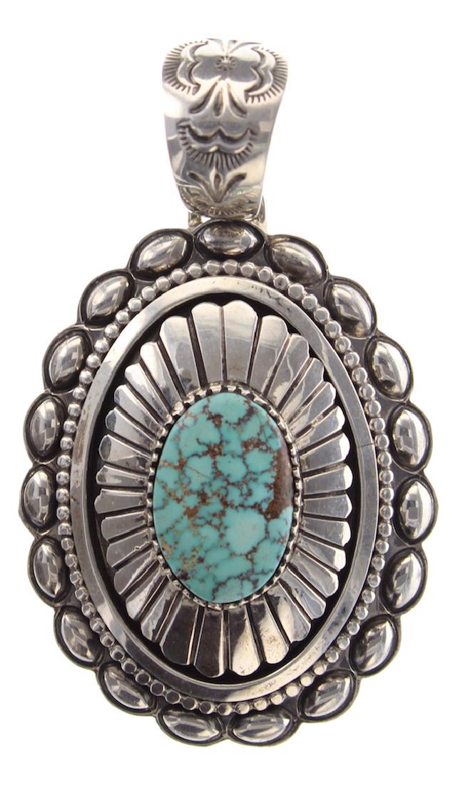 Sterling Silver Genuine Turquoise Pendant Navajo Native: Sterling Silver Genuine Turquoise Pendant Navajo Native American Southwest Indian Jewelry ||| Weight:48 Grams, Dimensions: Pendent: 2" x 3", 16mm x 24mm stone Signed: LMC Larry Martinez Chavez