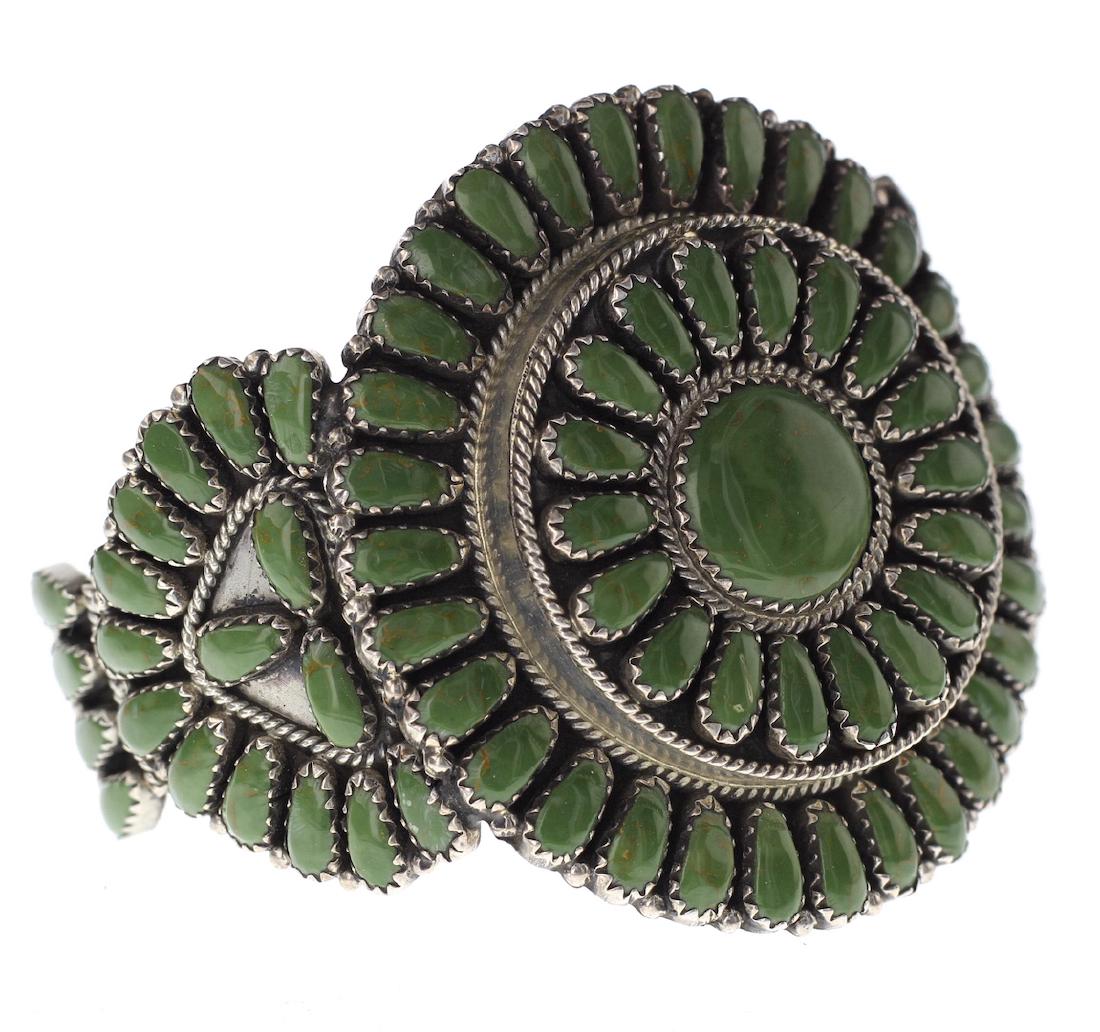 Sterling Silver Genuine Turquoise Cluster Bracelet (1 of 3)