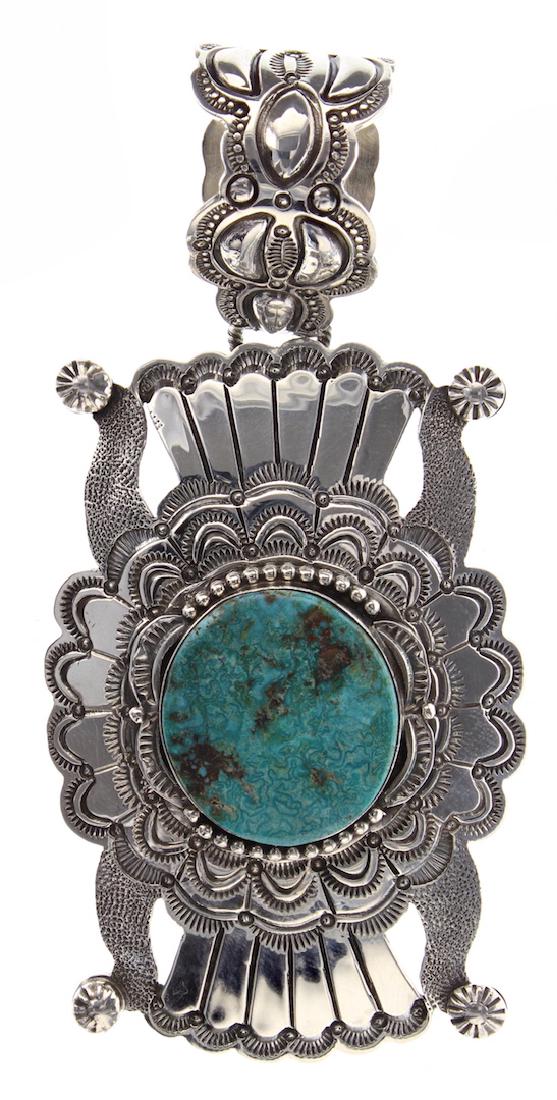 Sterling Silver Genuine Turquoise Pendant Navajo Native (1 of 2)