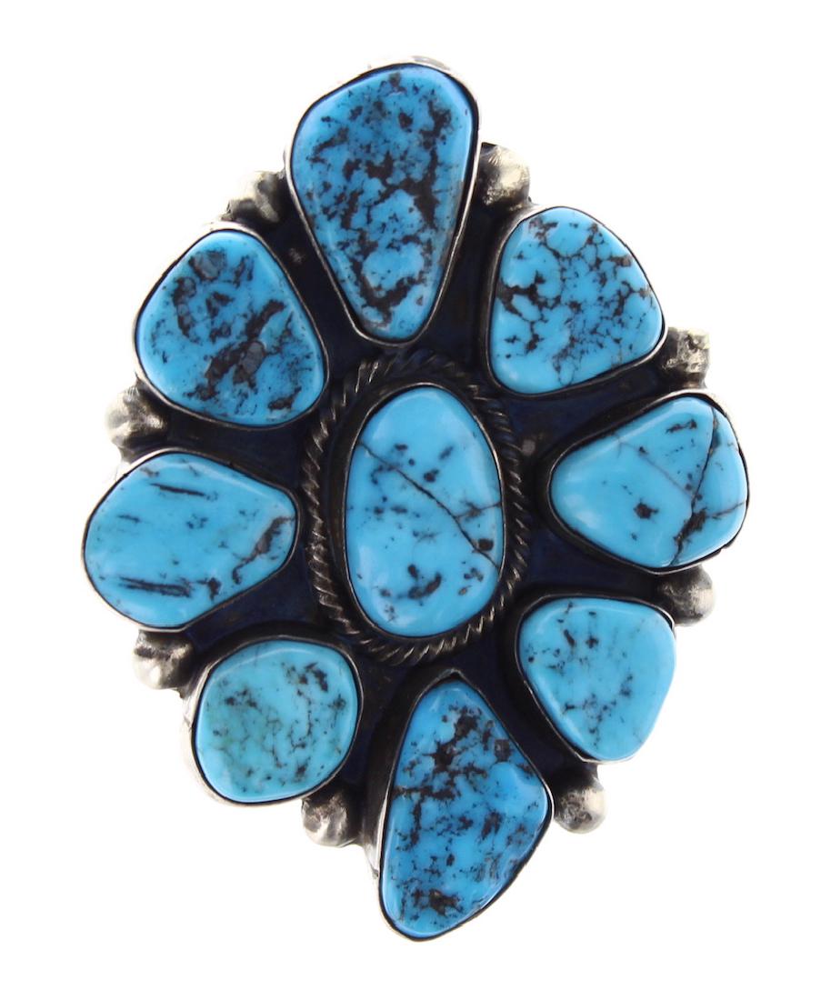 Sterling Silver Genuine Turquoise Nugget Ring Navajo (1 of 2)