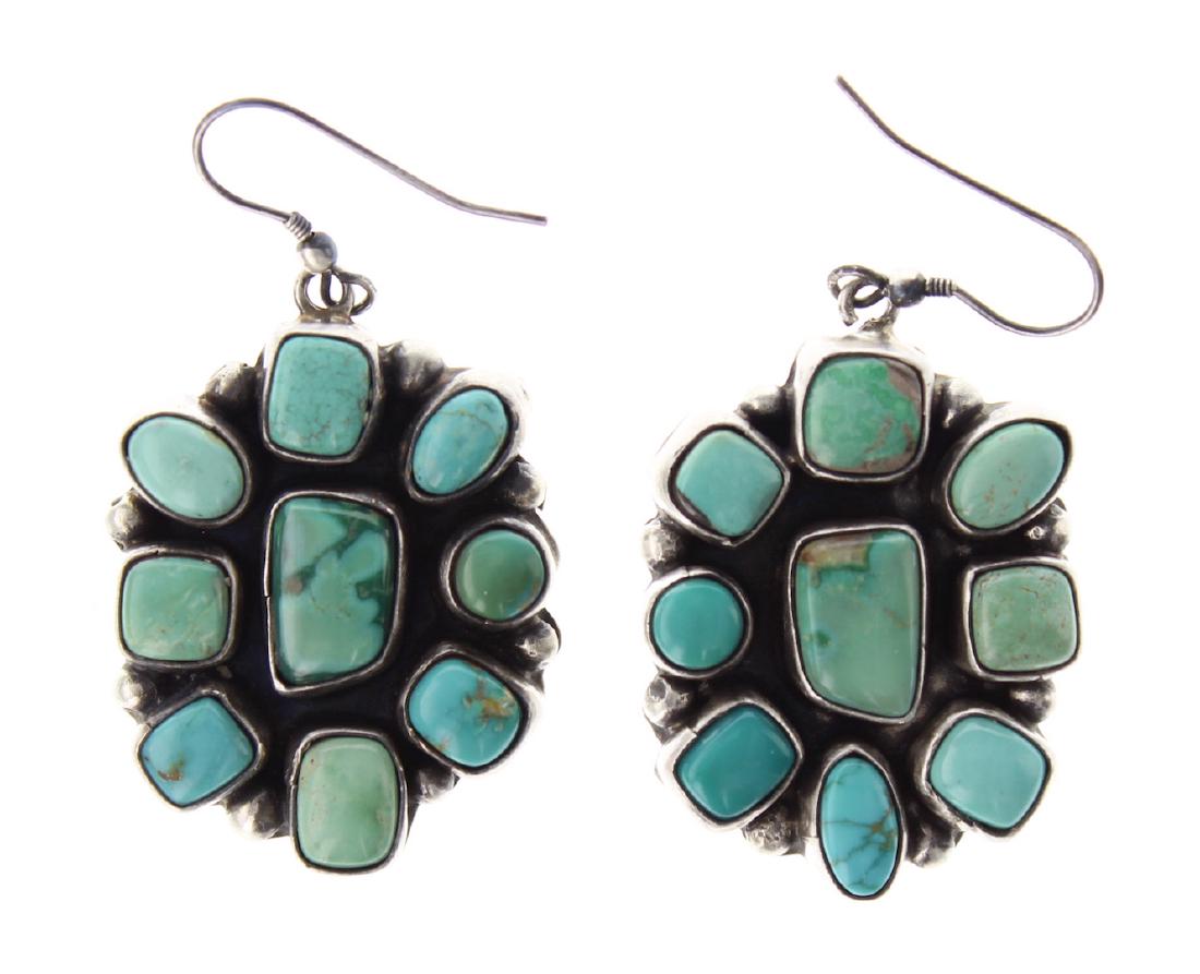 Sterling Silver Genuine Turquoise Earrings Navajo (1 of 2)