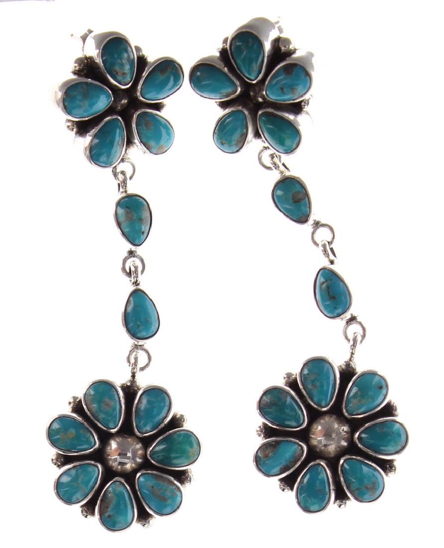 Sterling Silver Genuine Turquoise Earrings Navajo (1 of 2)