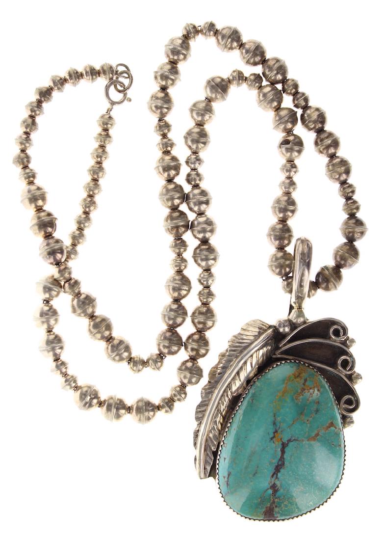 Sterling Silver Genuine Turquoise Vintage Bench Bead (1 of 2)