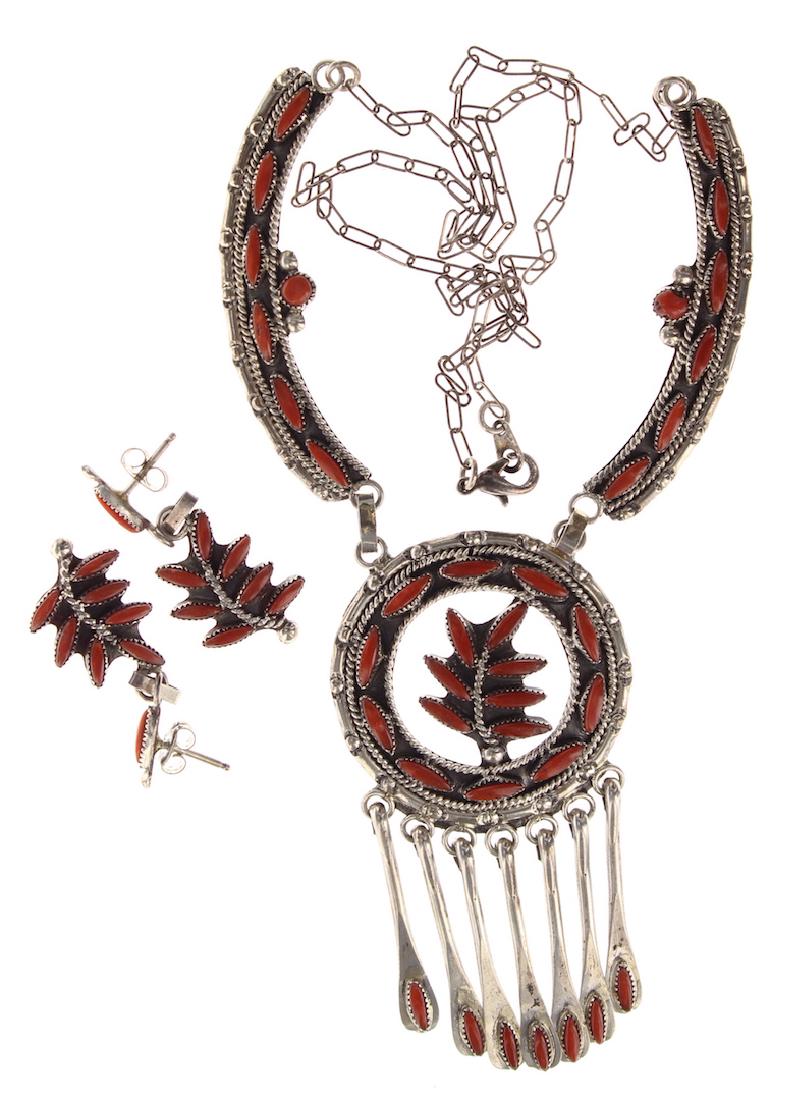 Sterling Silver Genuine Coral Vintage Necklace & (1 of 2)