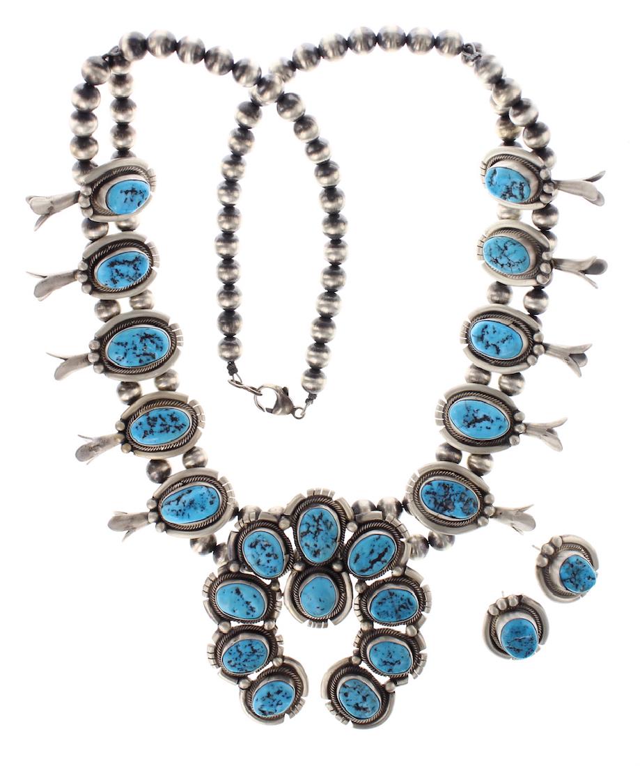 Sterling Silver Genuine Turquoise Nugget Squash Blossom (1 of 2)