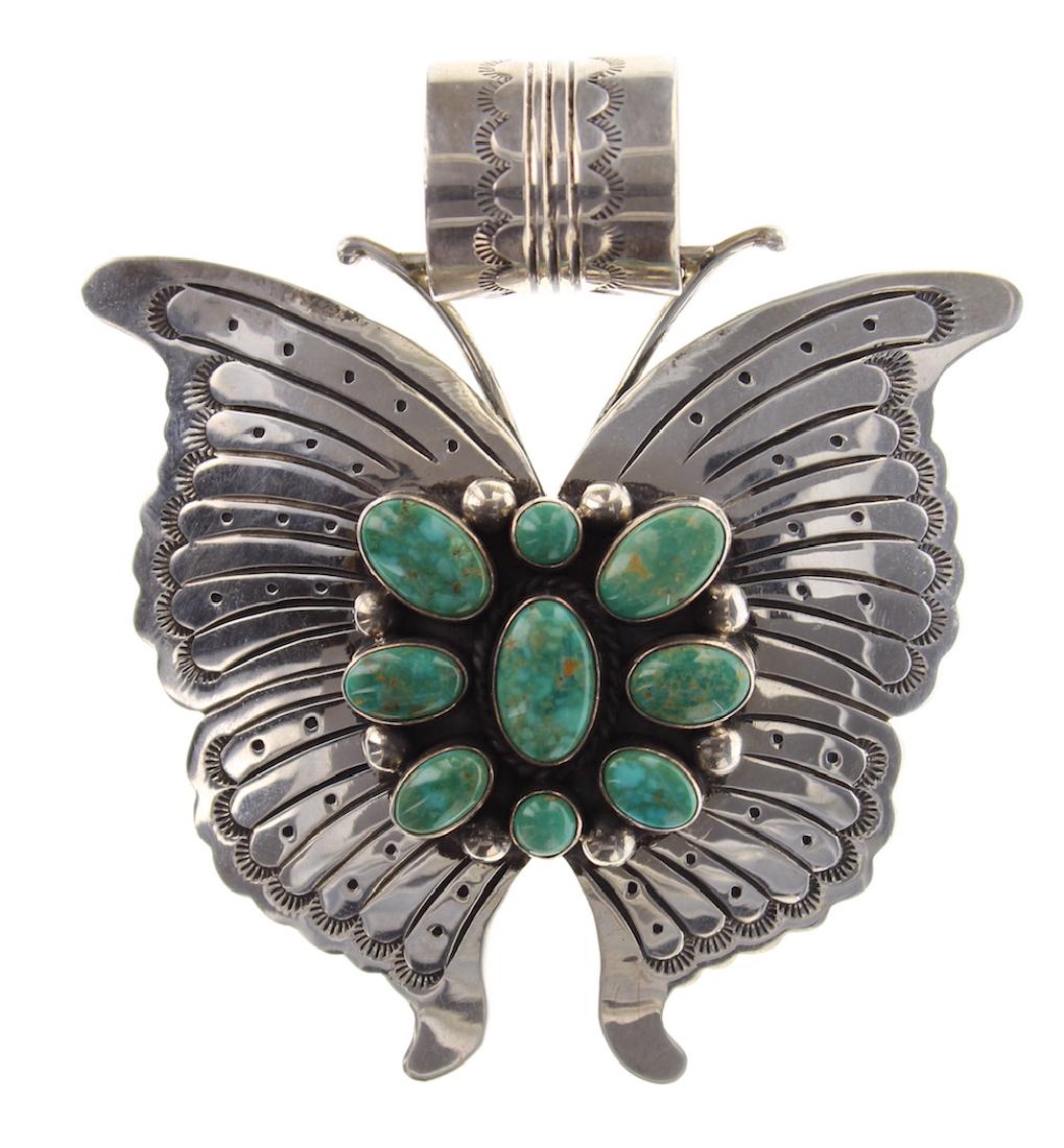 Sterling Silver Genuine Turquoise Butterfly Pendant (1 of 2)