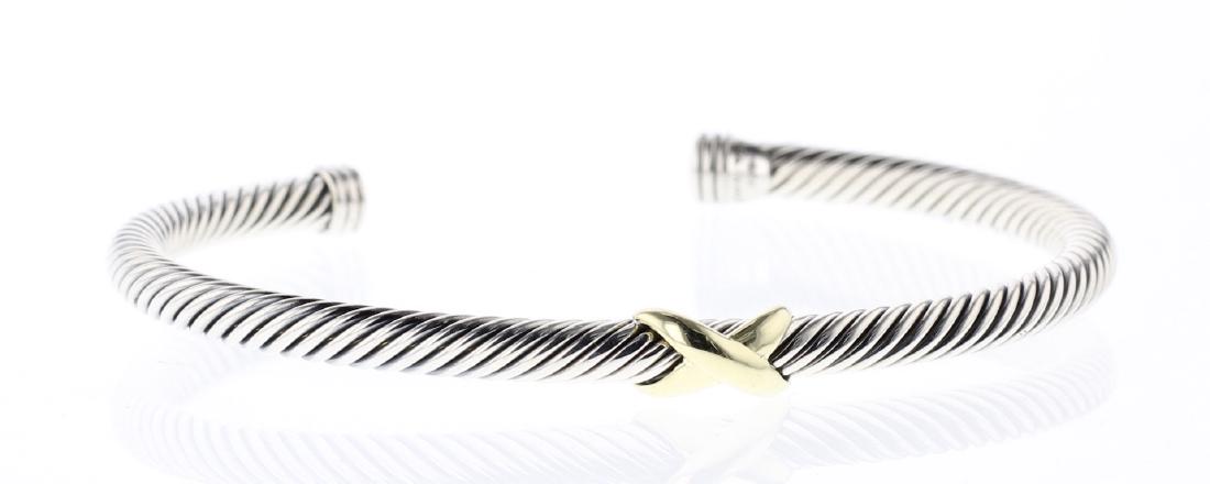 David Yurman Sterling Silver & 18K Gold Cable Bracelet (1 of 3)