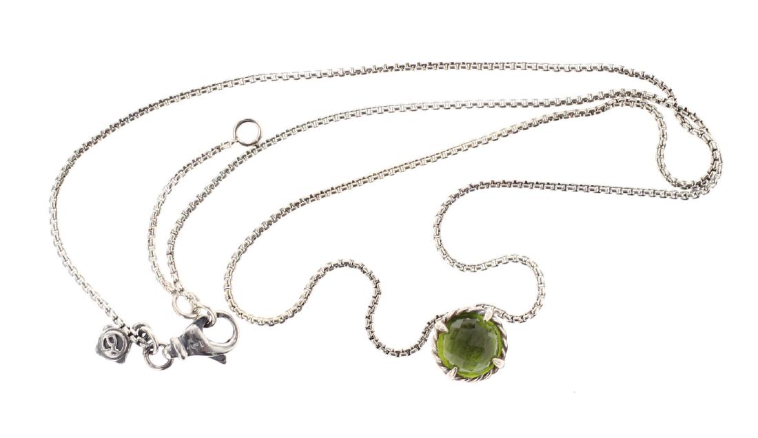 David Yurman Sterling Silver Vintage Chatelaine Peridot: David Yurman Sterling Silver Vintage Chatelaine Peridot Necklace ||| Weight: 5 GramsChatelaine Peridot Necklace / 18" length, 7mm Width stone