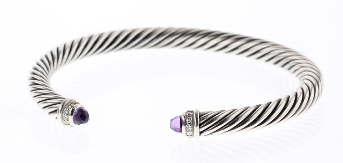 David Yurman Sterling Silver & 14K Gold Amethyst Cable (1 of 3)