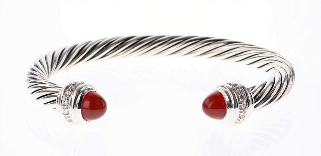 David Yurman Sterling Silver Cornelian & Diamonds Cable (1 of 2)