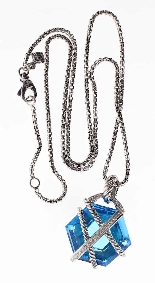 David Yurman Sterling Silver Blue Topaz & Diamonds (1 of 2)