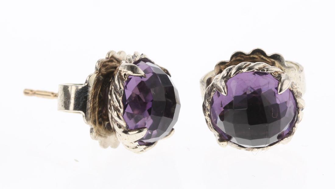 David Yurman Sterling Silver Vintage Amethyst Earrings (1 of 2)