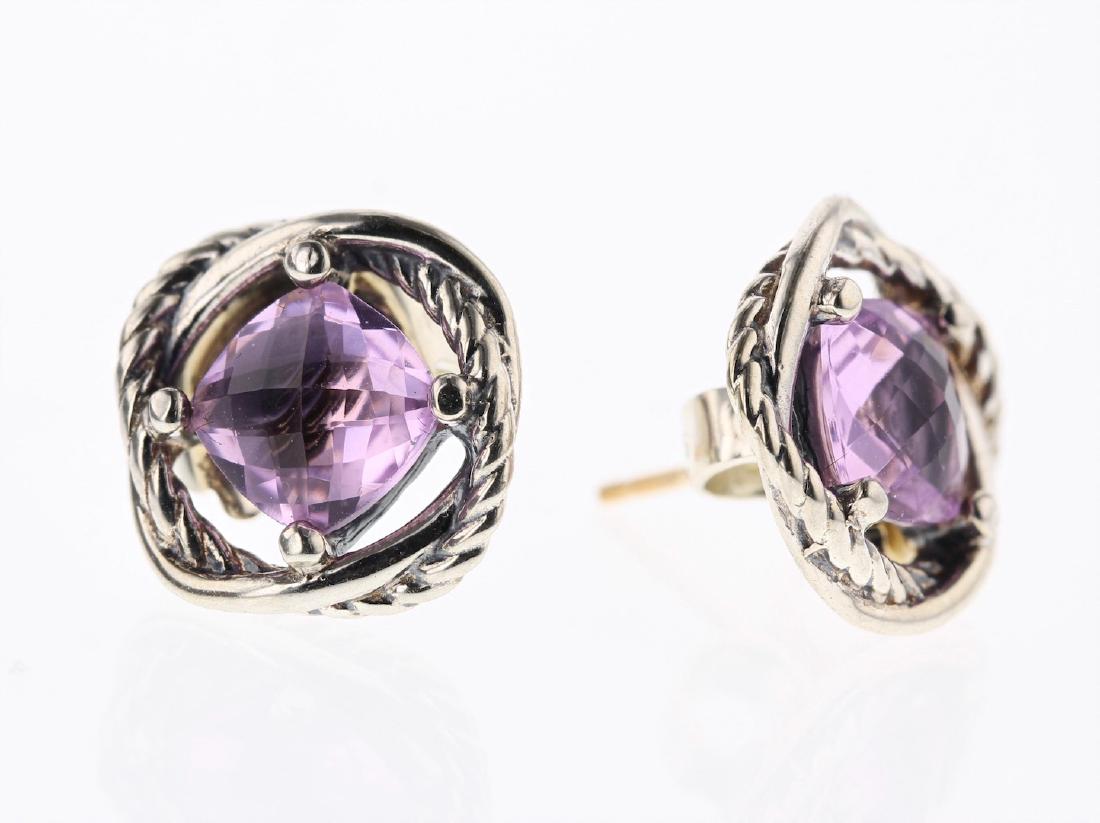 David Yurman Sterling Silver Amethyst Vintage Earrings (1 of 2)