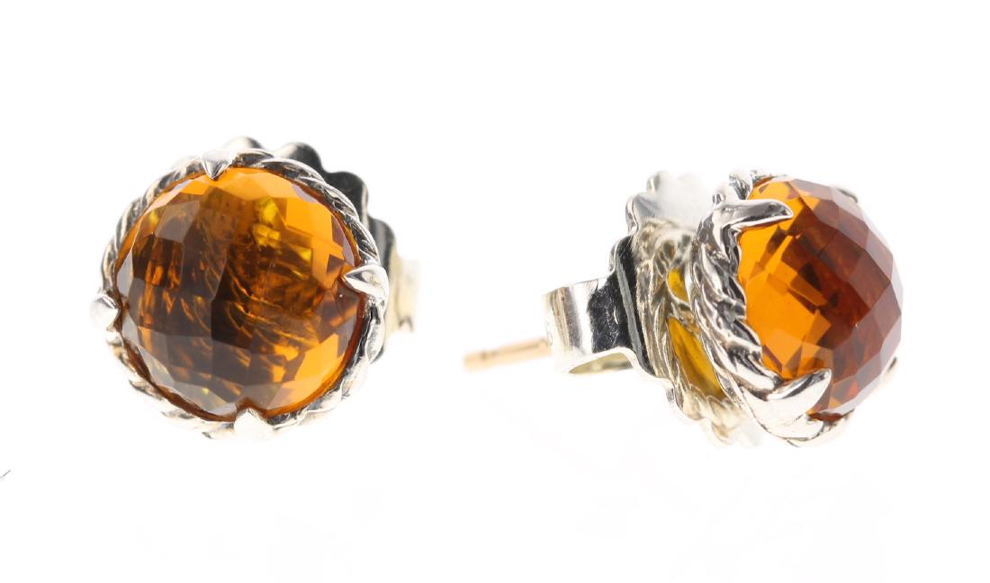 David Yurman Sterling Silver Vintage Chatelaine Citrine: David Yurman Sterling Silver Vintage Chatelaine Citrine Earrings ||| Weight: 2 GramsChatelaine Earrings: Citrine, Sterling Silver / 10mm Width (for both)