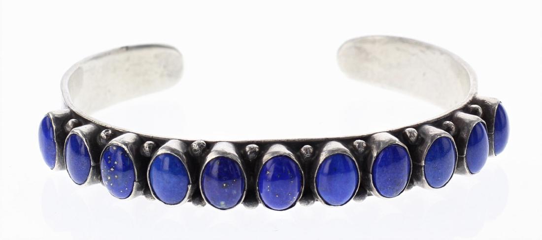 Sterling Silver Genuine Lapis Row Bracelet Southwest (1 of 3)