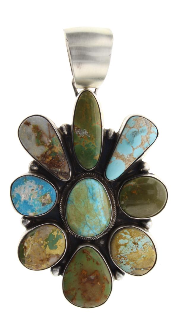 Sterling Silver Genuine Kingman Turquoise Pendant (1 of 2)