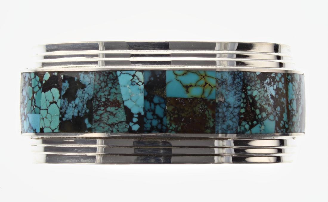 Sterling Silver Genuine Turquoise Inlay Contemporary (1 of 2)