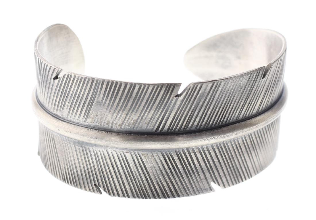Sterling Silver Feather Bracelet Navajo Native American (1 of 3)