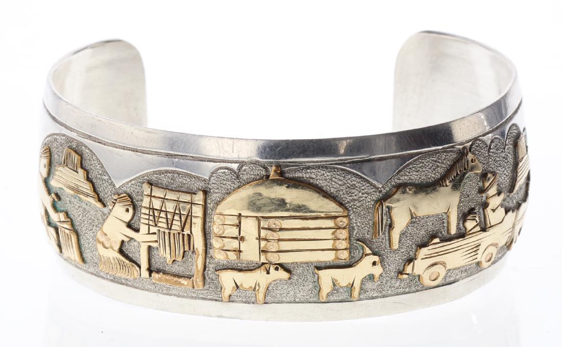 Sterling Silver Vintage Story Teller Design Bracelet (1 of 4)