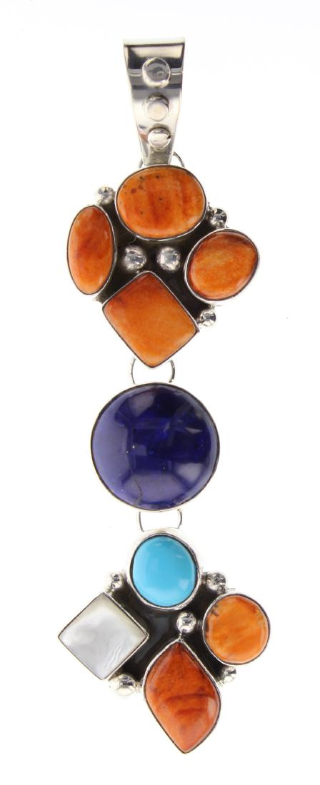 Sterling Silver Genuine Multi Stone Pendant Navajo (1 of 2)