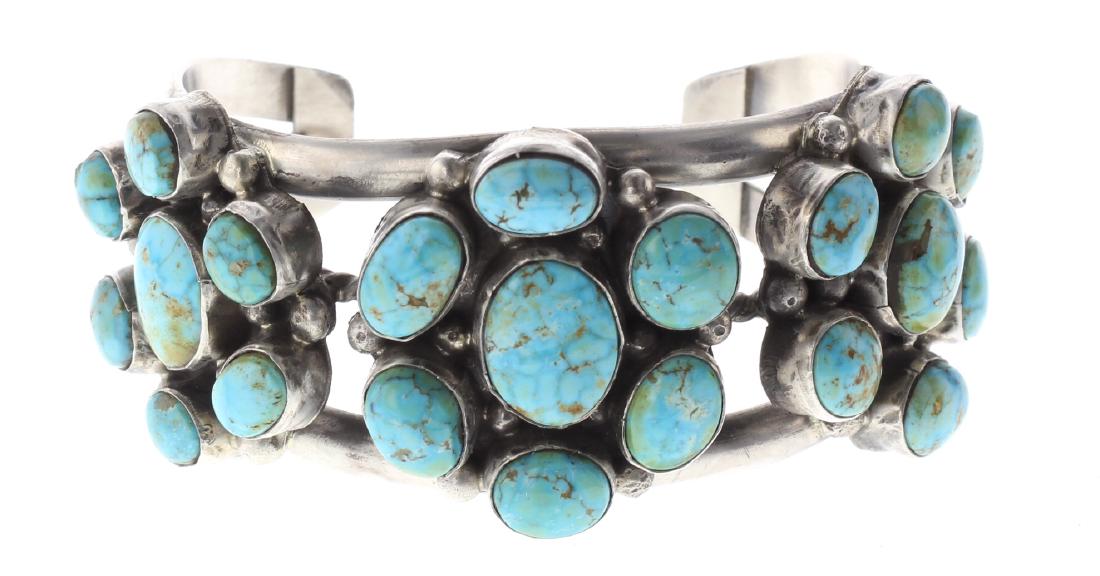 Sterling Silver Genuine Turquoise Flower Cluster (1 of 2)